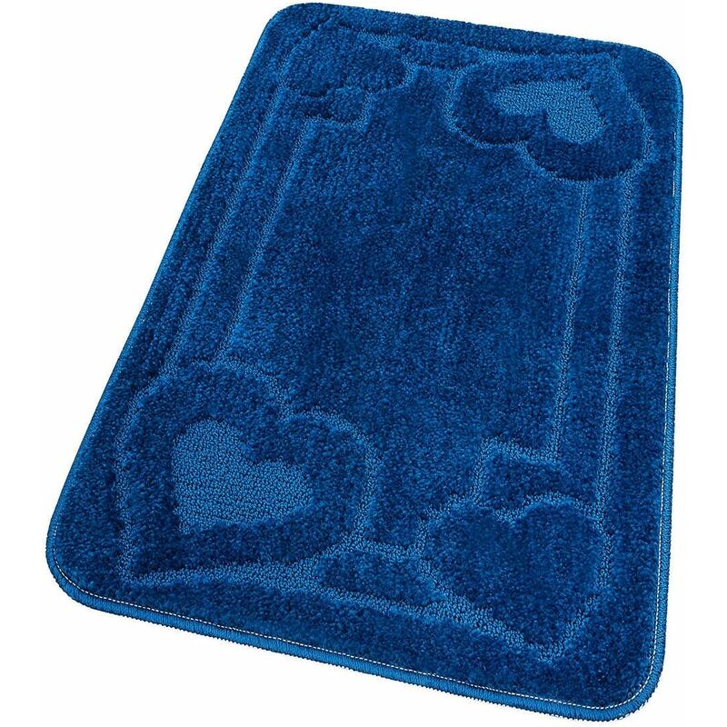 foto del prodotto emmevi mv s.p.a. tappeto bagno tinta unita antiscivolo assorbente camera letto 100 made in italy blu 50x110 cm
