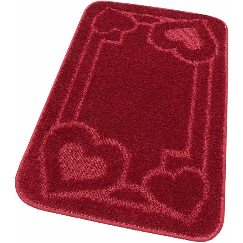 foto del prodotto emmevi mv s.p.a. tappeto bagno tinta unita antiscivolo assorbente camera letto 100 made in italy rosso 50x110 cm
