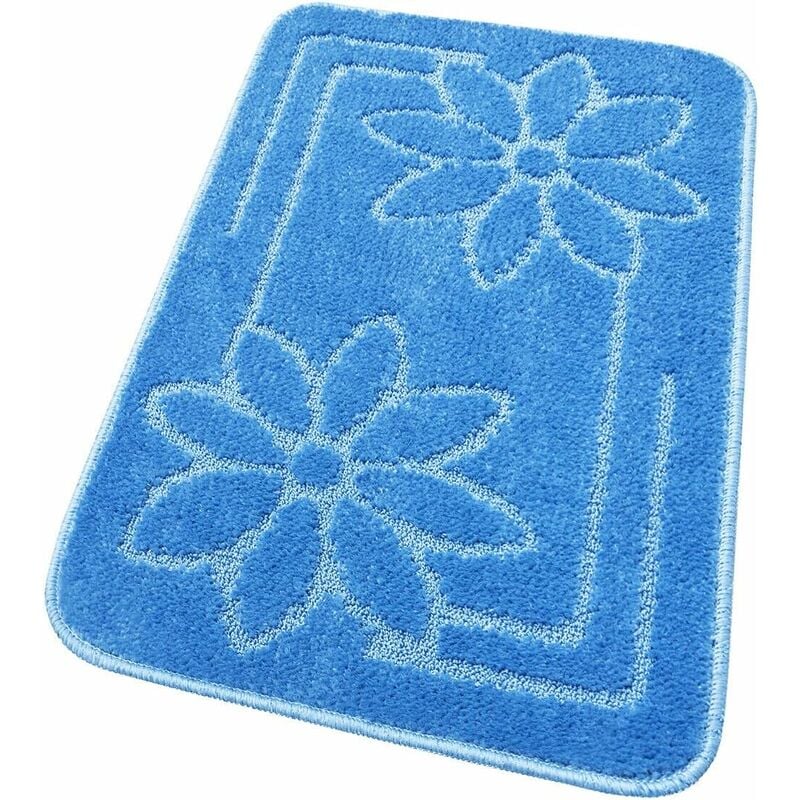 foto del prodotto emmevi mv s.p.a. tappeto bagno tinta unita antiscivolo assorbente scendiletto 100 made in italy azzurro 50x110 cm