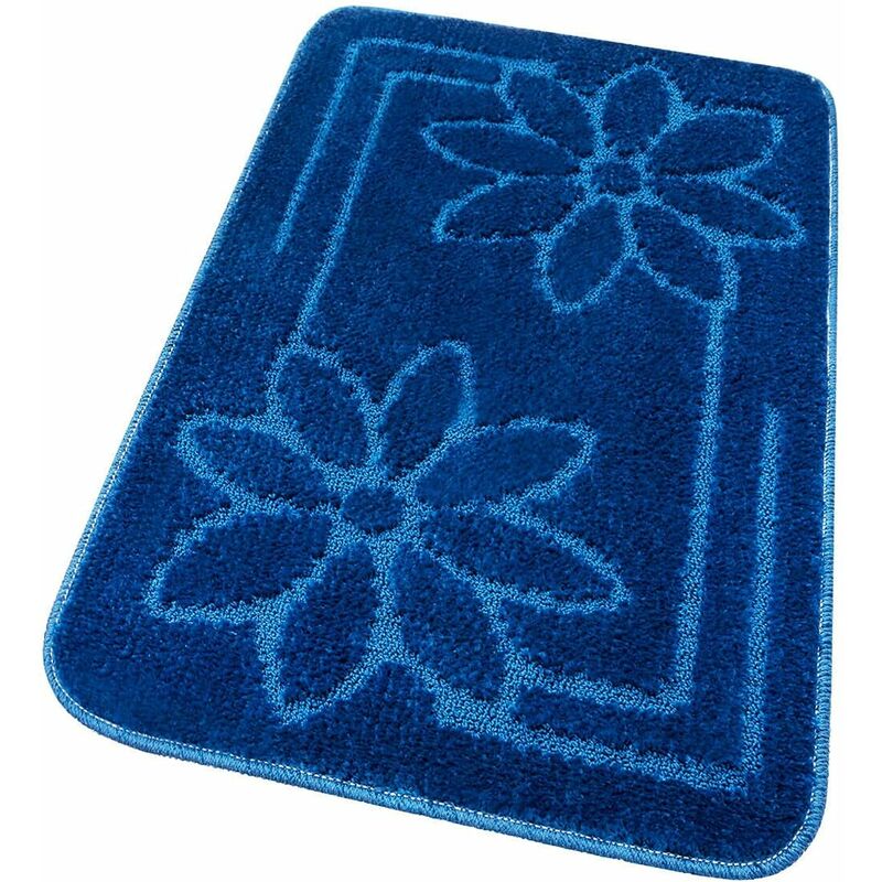 foto del prodotto emmevi mv s.p.a. tappeto bagno tinta unita antiscivolo assorbente scendiletto 100 made in italy blu 50x110 cm