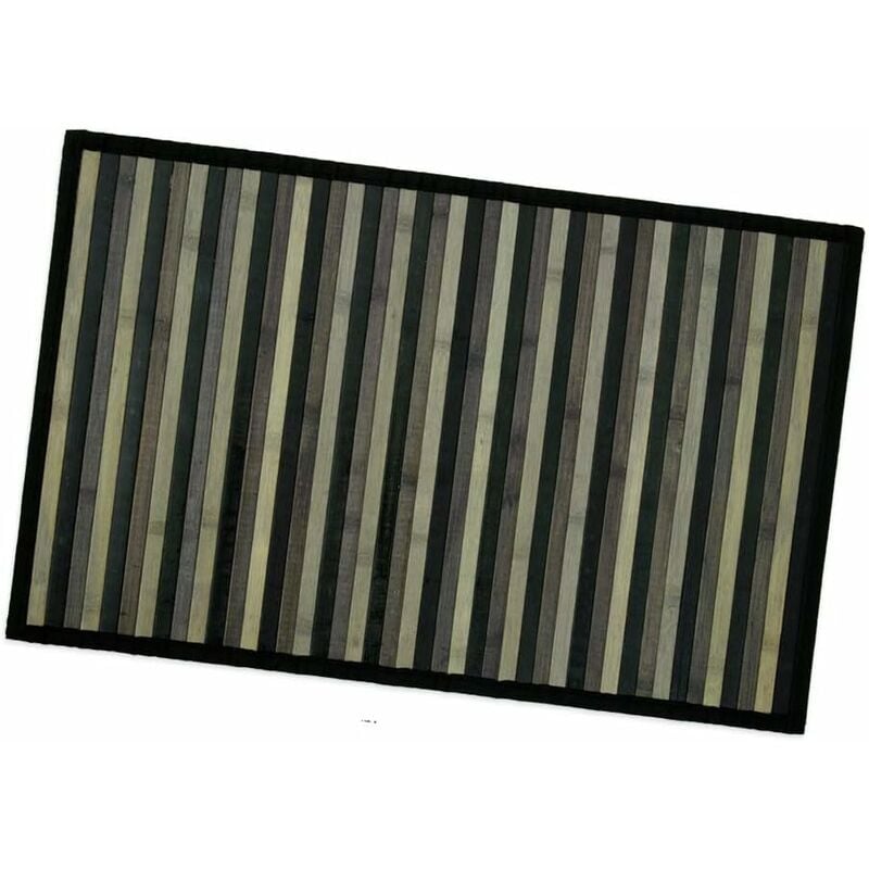 foto del prodotto emmevi mv s.p.a. - tappeto bamboo legno stuoia cucina bagno camera degradè tovaglietta colazione retro antiscivolo nero - 50x175 cm
