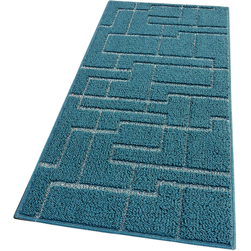 foto del prodotto emmevi mv s.p.a. tappeto casa cucina 3d tinta unita design geometrico moderno assorbente antiscivolo blu 50x115 cm