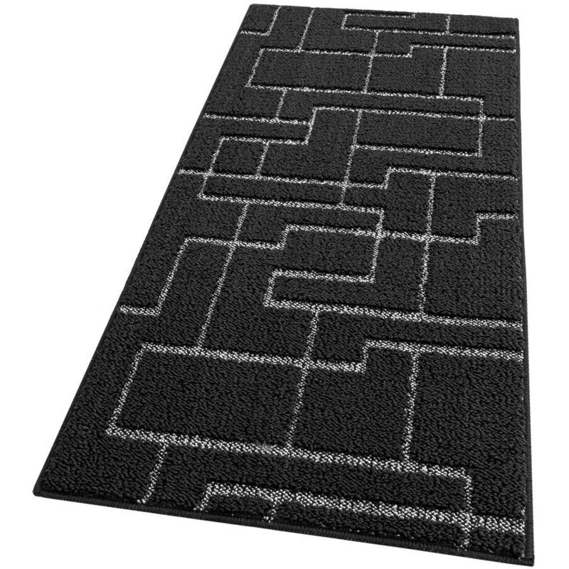 foto del prodotto emmevi mv s.p.a. tappeto casa cucina 3d tinta unita design geometrico moderno assorbente antiscivolo nero 50x80 cm