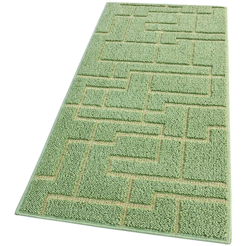 foto del prodotto emmevi mv s.p.a. tappeto casa cucina 3d tinta unita design geometrico moderno assorbente antiscivolo verde 50x145 cm