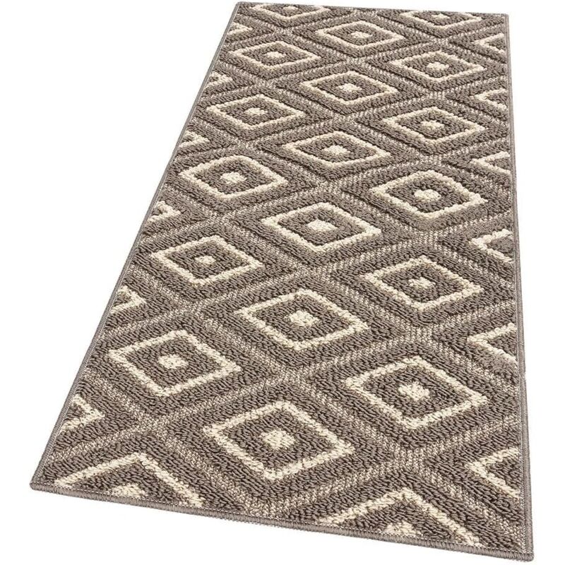 foto del prodotto emmevi mv s.p.a. tappeto casa cucina rombi 3d tridimensionali bordato moderno assorbente antiscivolo beige a 50x240 cm