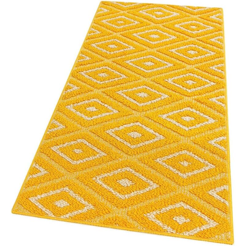 foto del prodotto emmevi mv s.p.a. tappeto casa cucina rombi 3d tridimensionali bordato moderno assorbente antiscivolo giallo m 50x40 cm