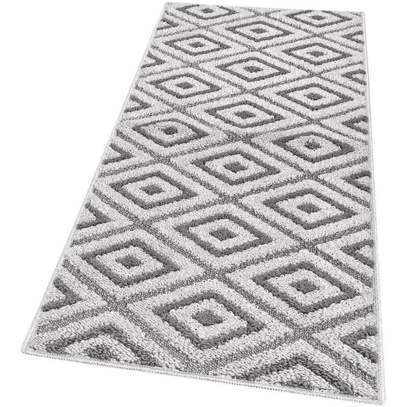 foto del prodotto emmevi mv s.p.a. tappeto casa cucina rombi 3d tridimensionali bordato moderno assorbente antiscivolo grigio g 50x145 cm