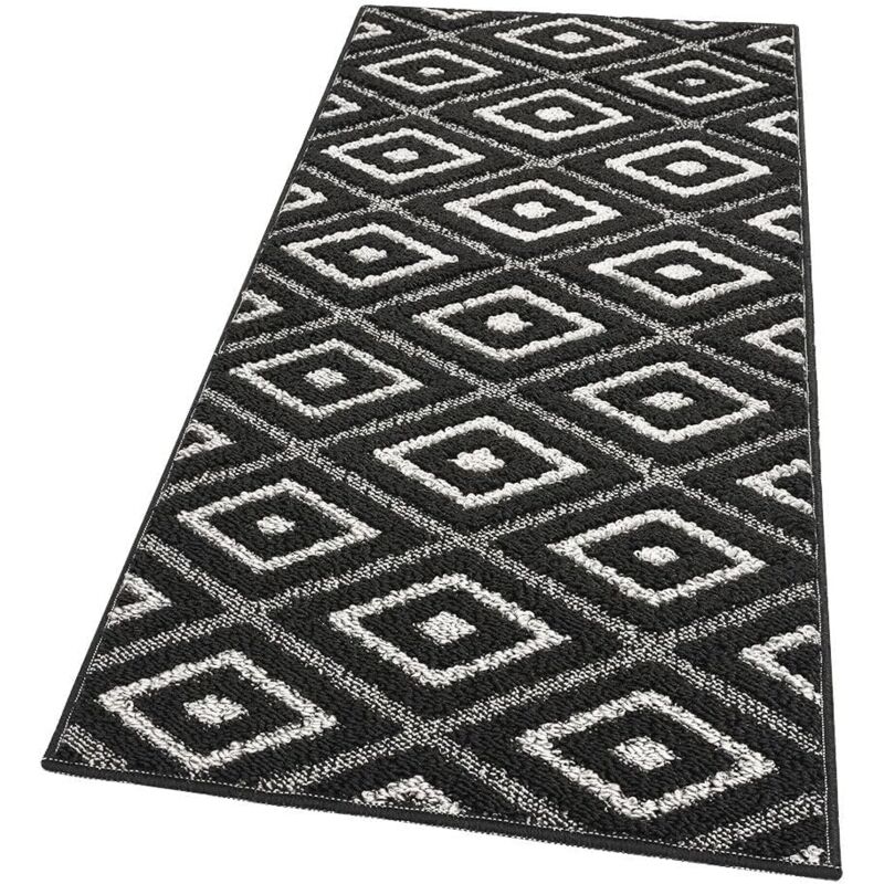 foto del prodotto emmevi mv s.p.a. tappeto casa cucina rombi 3d tridimensionali bordato moderno assorbente antiscivolo nero n 50x240 cm