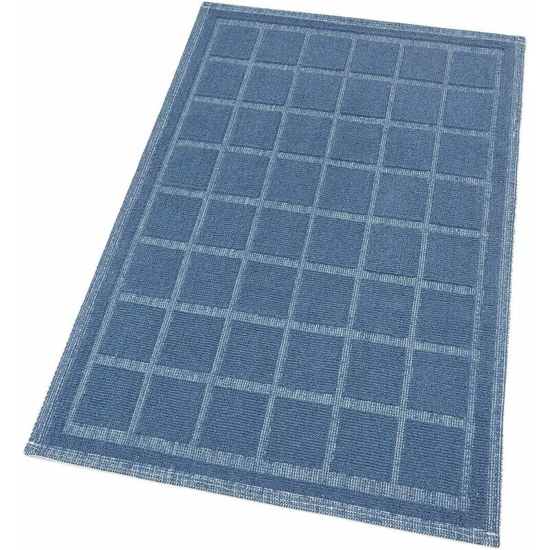 foto del prodotto emmevi mv s.p.a. tappeto cotone bagno cucina camera letto trama 3d morbido pastello lavabile 100 made in italy blu 50x80 cm