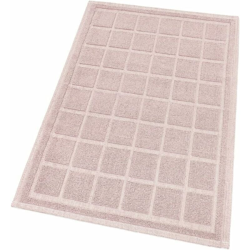 foto del prodotto emmevi mv s.p.a. tappeto cotone bagno cucina camera letto trama 3d morbido pastello lavabile 100 made in italy rosa 50x80 cm
