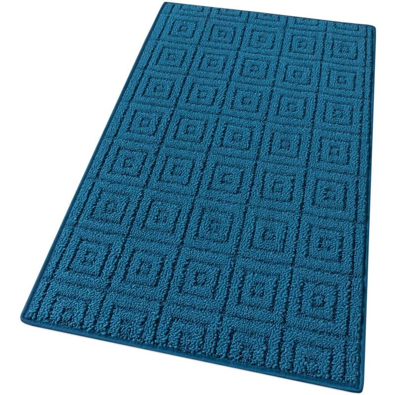 foto del prodotto emmevi mv s.p.a. tappeto cucina 3d blu 100 made in italy antiscivolo tinta unita lavabile morbido assorbente in varie misure 50x100 cm