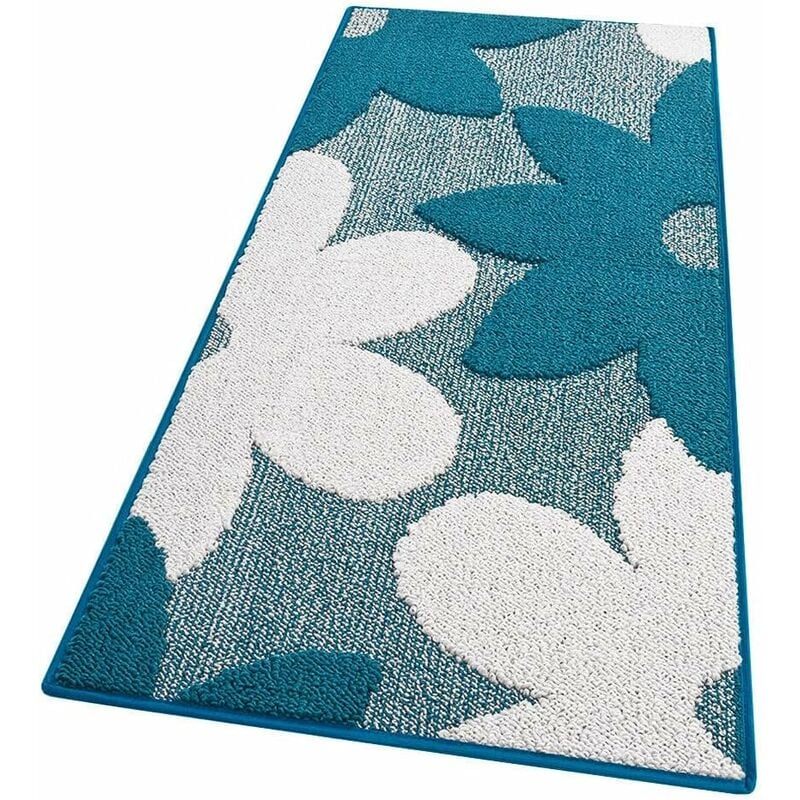 foto del prodotto emmevi mv s.p.a. tappeto cucina 3d fiore tridimensionale morbido bordato moderno passatoia antiscivolo blu 57x40 cm