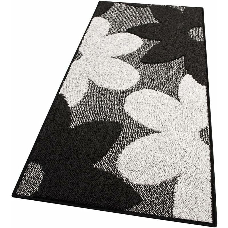 foto del prodotto emmevi mv s.p.a. tappeto cucina 3d fiore tridimensionale morbido bordato moderno passatoia antiscivolo nero 57x230 cm