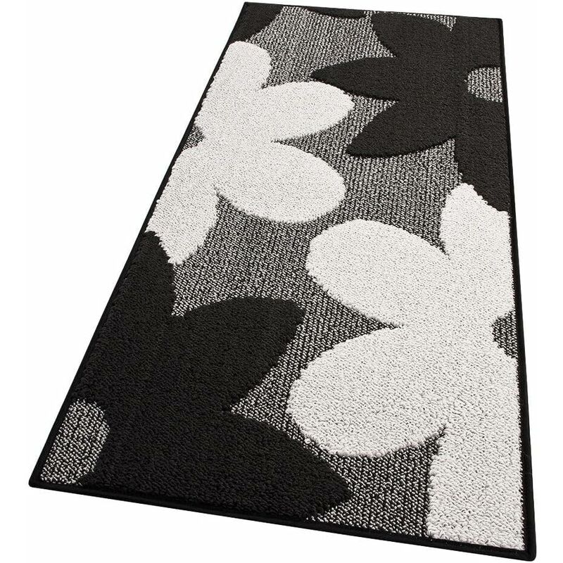 foto del prodotto emmevi mv s.p.a. tappeto cucina 3d fiore tridimensionale morbido bordato moderno passatoia antiscivolo nero 57x40 cm