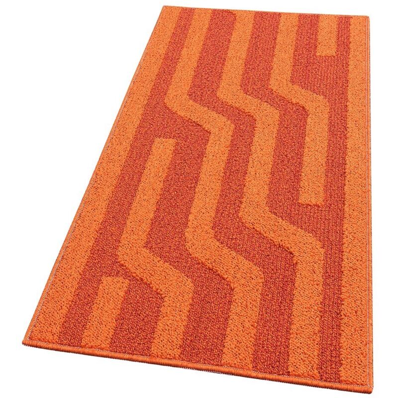 foto del prodotto emmevi mv s.p.a. tappeto cucina a righe 3d morbido bordato passatoia ingresso assorbente antiscivolo arancione 50x100 cm