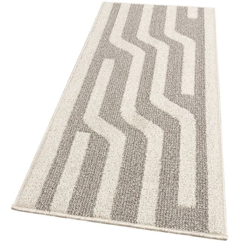 foto del prodotto emmevi mv s.p.a. tappeto cucina a righe 3d morbido bordato passatoia ingresso assorbente antiscivolo beige 57x115 cm