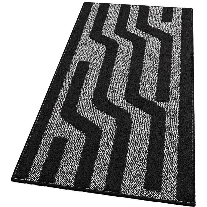 foto del prodotto emmevi mv s.p.a. tappeto cucina a righe 3d morbido bordato passatoia ingresso assorbente antiscivolo nero 57x115 cm