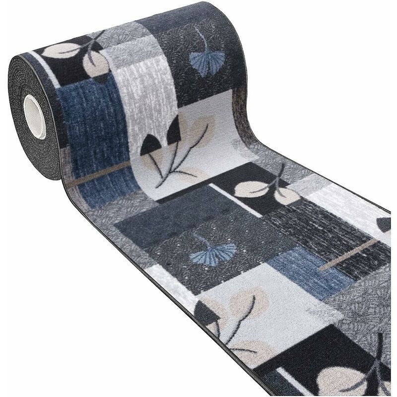 foto del prodotto emmevi mv s.p.a. tappeto cucina antiscivolo bordato passatoia ingresso lavabile fantasia foglie 100 made in italy grigio 57x40 cm