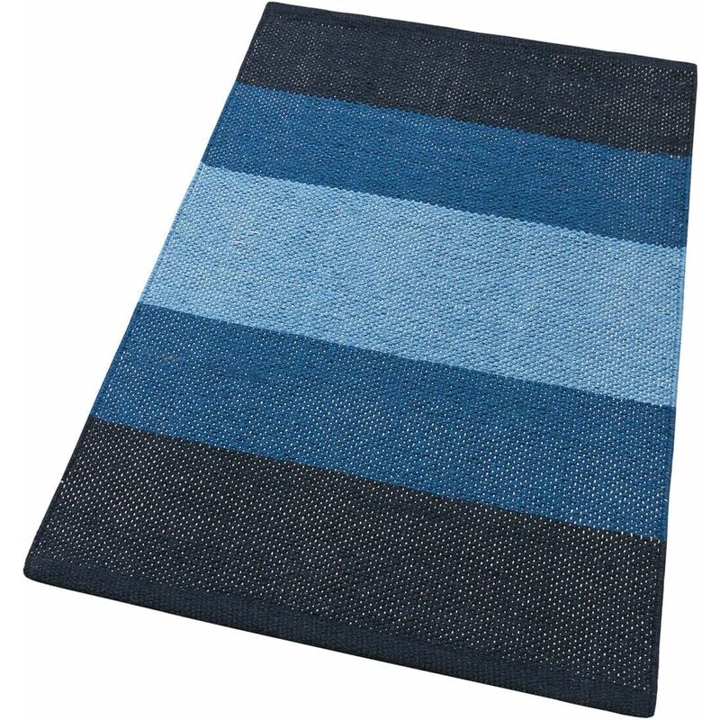 foto del prodotto emmevi mv s.p.a. tappeto cucina bagno puro cotone morbido assorbente scendiletto intrecciato a mano blu 50x110 cm