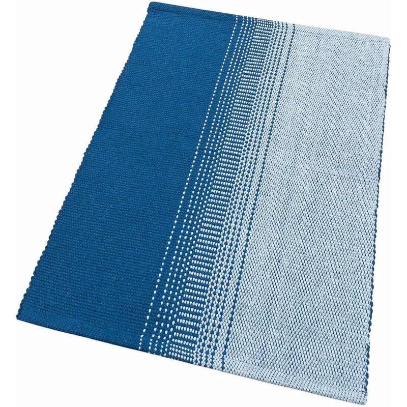 foto del prodotto emmevi mv s.p.a. tappeto cucina bagno puro cotone morbido assorbente tessuto intrecciato a mano blu 50x110 cm