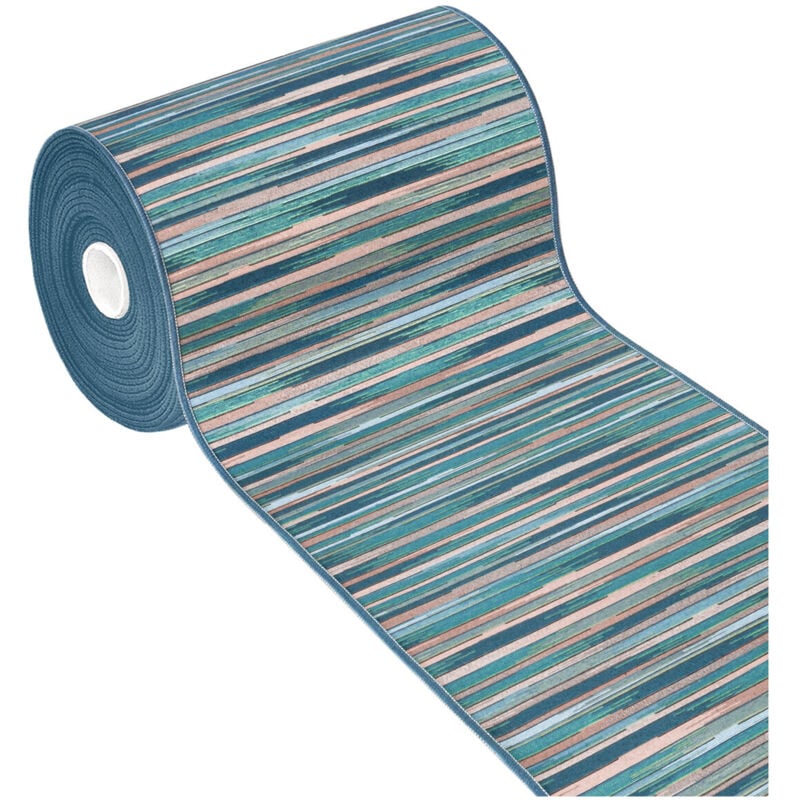 foto del prodotto emmevi mv s.p.a. - tappeto cucina bordato tessitura piatta multiuso bagno camera corridoio stile bamboo 100 made in italy blu - 52x110 cm