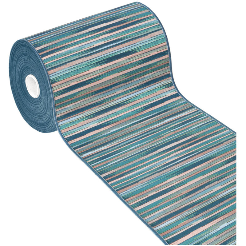 foto del prodotto emmevi mv s.p.a. tappeto cucina bordato tessitura piatta multiuso bagno camera corridoio stile bamboo 100 made in italy blu 52x240 cm
