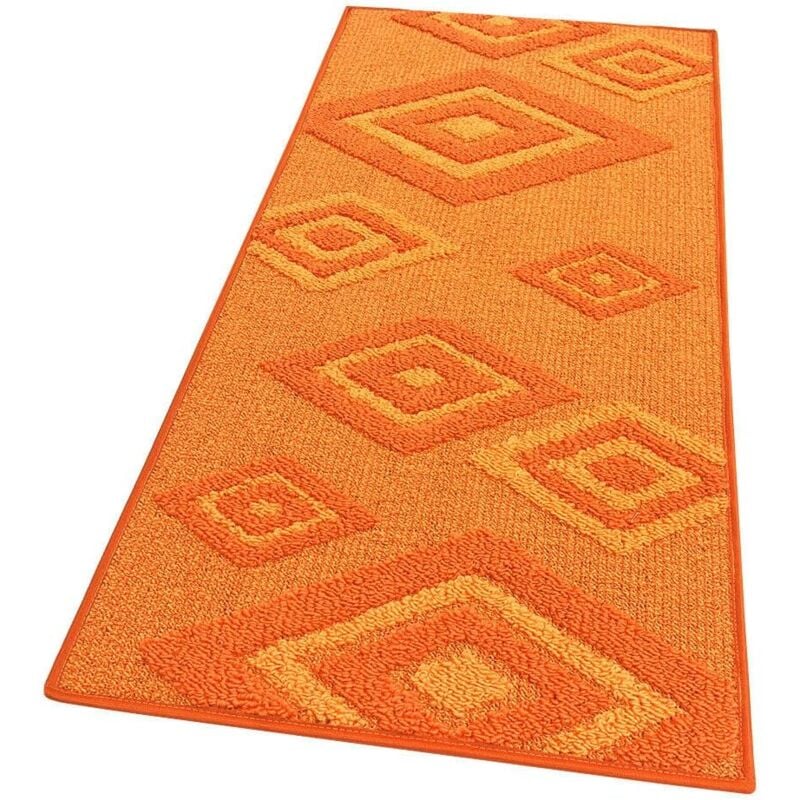 foto del prodotto emmevi mv s.p.a. tappeto cucina rombi tridimensionali 3d assorbente morbido moderno antiscivolo arancione 50x135 cm