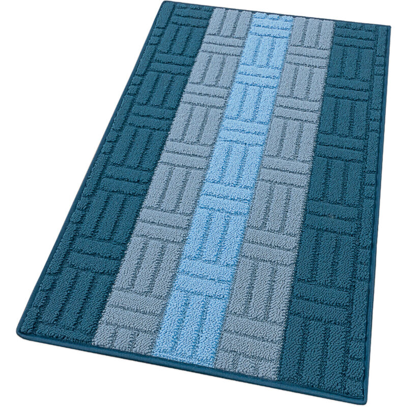 foto del prodotto emmevi mv s.p.a. tappeto cucina tessitura 3d blu 100 made in italy bordato assorbente antiscivolo in varie misure 50x80 cm