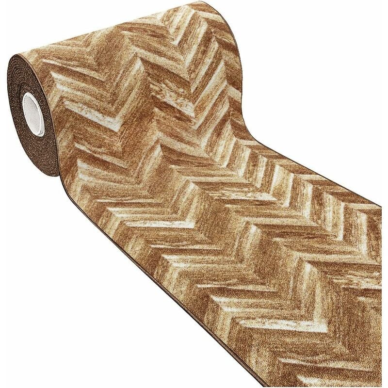 foto del prodotto emmevi mv s.p.a. tappeto cucina tessitura piatta effetto parquet antiscivolo corridoio bagno 100 made in italy marrone 50x80 cm