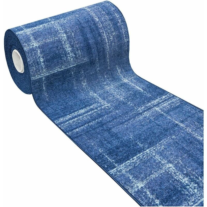 foto del prodotto emmevi mv s.p.a. tappeto cucina tessitura piatta striato antiscivolo corridoio bagno 100 made in italy blu 50x40 cm