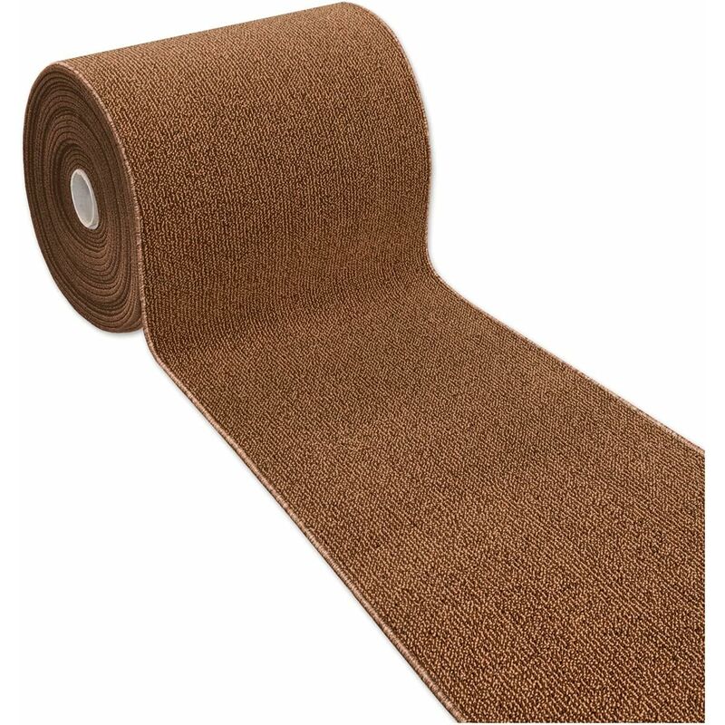 foto del prodotto emmevi mv s.p.a. - tappeto cucina tessitura piatta tinta unita antiscivolo multiuso corsia corridoio bagno 100 made in italy marrone - 57x230 cm