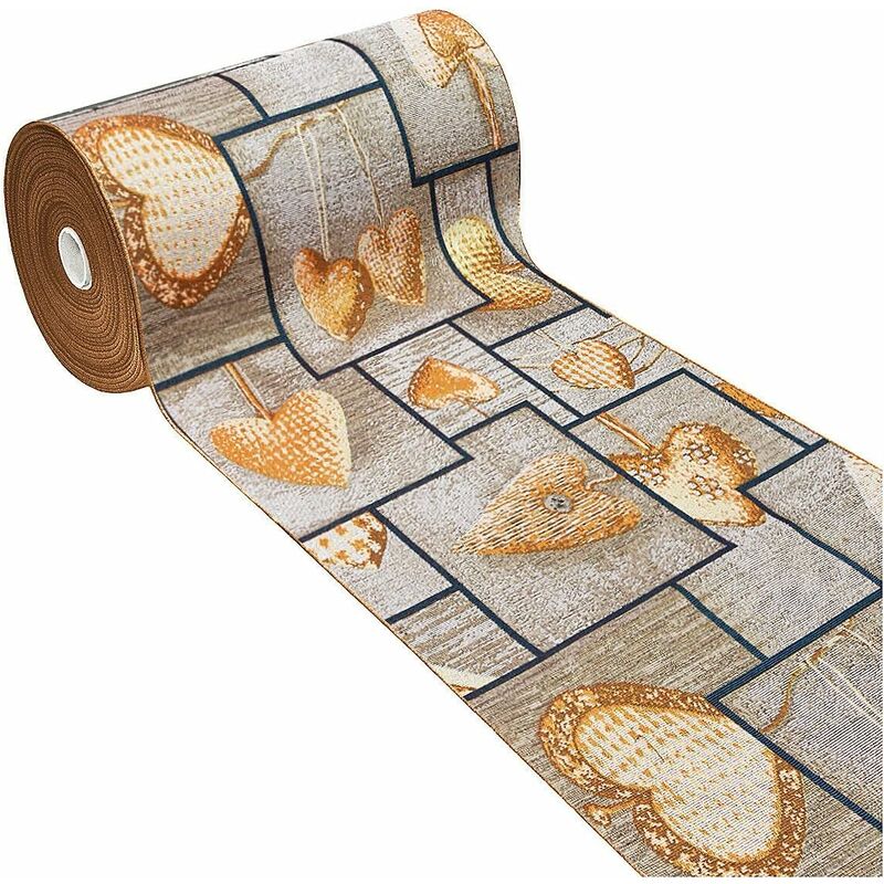 foto del prodotto emmevi mv s.p.a. tappeto cucina tessuto gobelin passatoia lavabile antiscivolo shabby chic cuori 100 made in italy giallo 54x140 cm