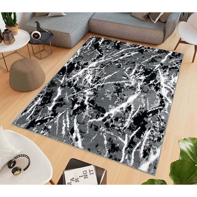 foto del prodotto emmevi mv s.p.a. - tappeto salotto bagno effetto marmo arredo camera scendiletto pelo corto grigio - 60x100 cm