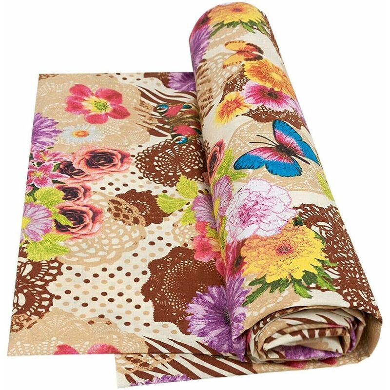 foto del prodotto emmevi mv s.p.a. telo arredo copritutto letto poltrona copridivano cotone cuoricini fiori e farfalle beige 270x280 cm