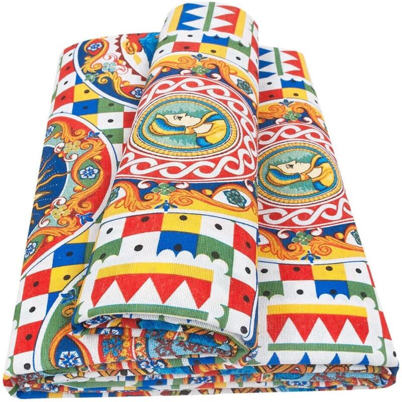 foto del prodotto emmevi mv s.p.a. telo arredo granfoulard cotone maiolica vintage copridivano copri tutto letto multiuso 170x280 cm
