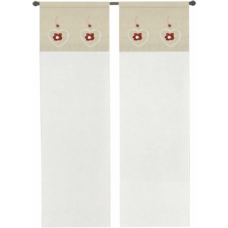foto del prodotto emmevi mv s.p.a. tenda finestra porta interno coppia 2 pz cuore shabby chic tessuto semitrasparente rosso 60x150 cm