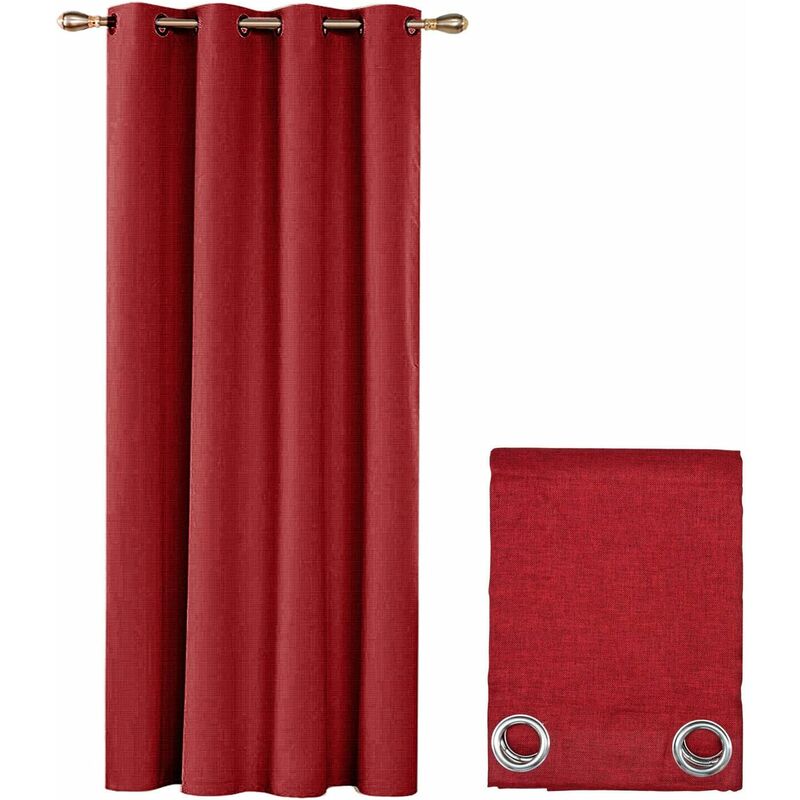 foto del prodotto emmevi mv s.p.a. tenda porta finestra 140x280 cm tessuto intrecciato semitrasparente coprente occhielli acciaio bordeaux