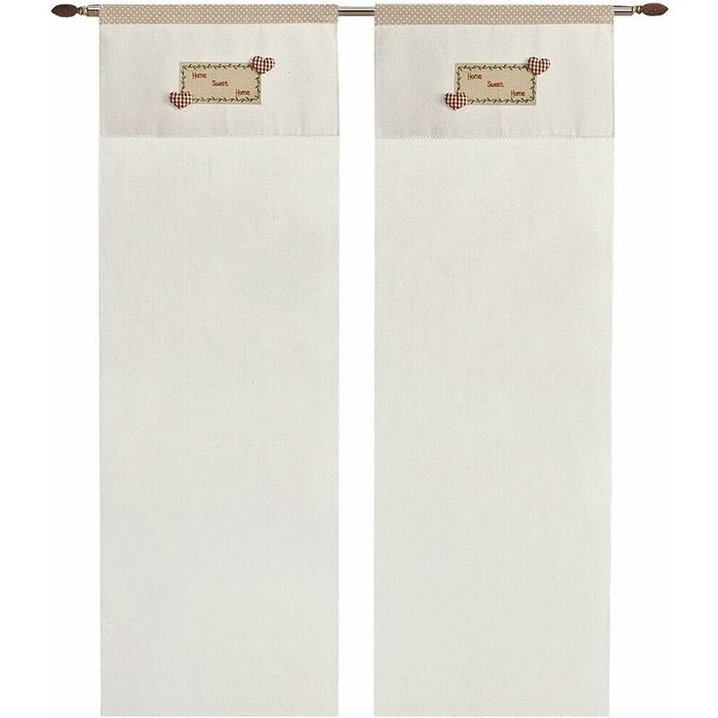 foto del prodotto emmevi mv s.p.a. - tende coppia finestra porta interno cuori 3d tessuto stile écru shabby chic - 60x150 cm