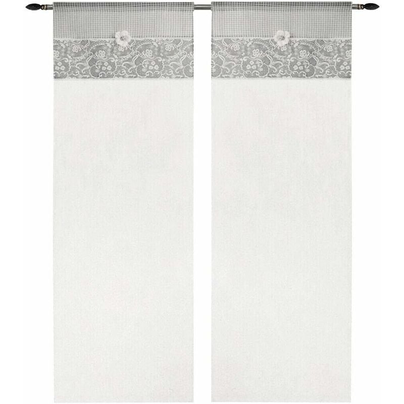 foto del prodotto emmevi mv s.p.a. tende coppia finestra porta interno tessuto shabby chic margherita grigio 60x150 cm