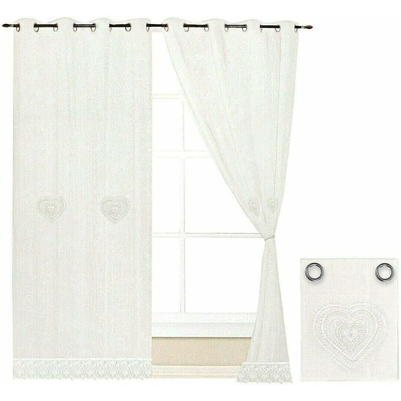foto del prodotto emmevi mv s.p.a. tende finestre porta interno cuore tessuto semitrasparente bianco coppia 2 pz 140x290 cm