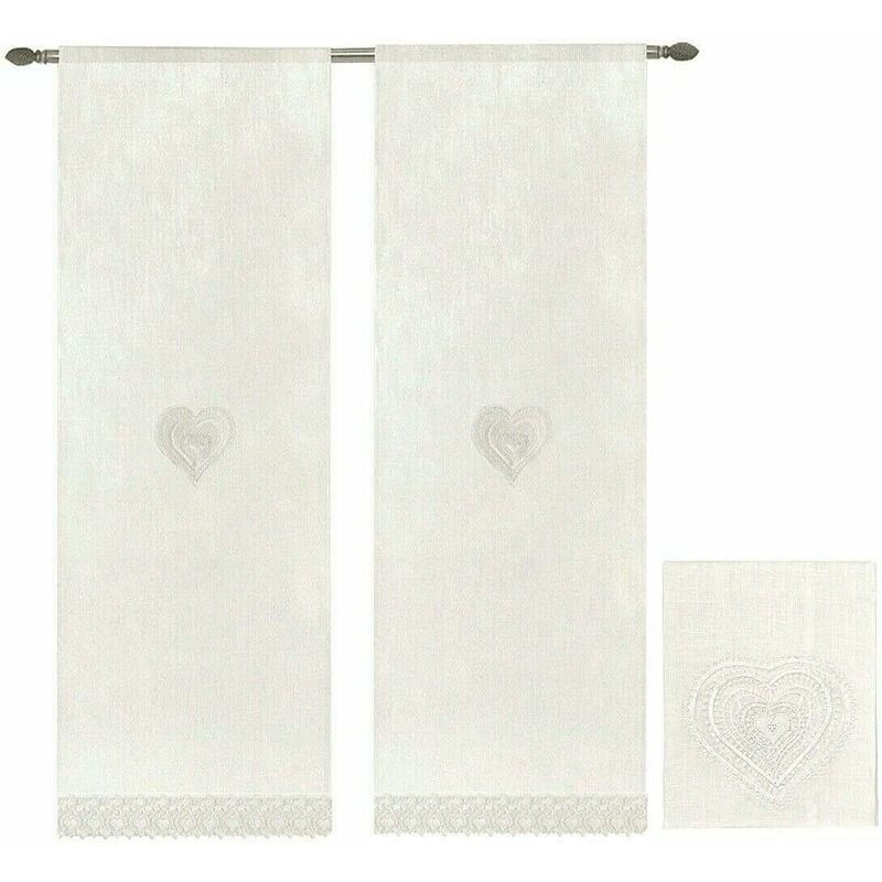 foto del prodotto emmevi mv s.p.a. tende finestre porta interno cuore tessuto semitrasparente bianco coppia 2 pz 60x240 cm