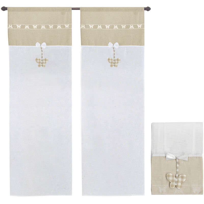 foto del prodotto emmevi mv s.p.a. tende finestre porta interno tessuto lino semitrasparente coppia 2 pz shabby chic farfalla 60x240 cm