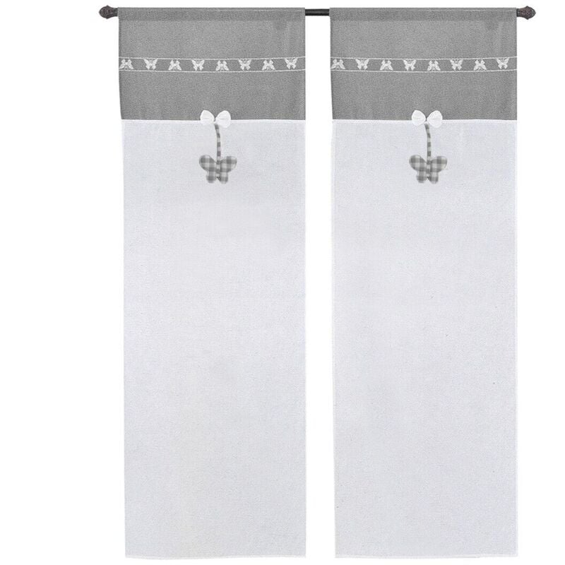 foto del prodotto emmevi mv s.p.a. tende finestre porta interno tessuto semitrasparente shabby chic farfalla coppia grigio 60x150 cm