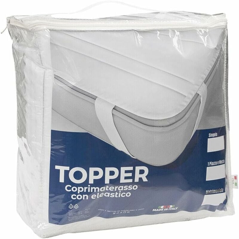 foto del prodotto emmevi mv s.p.a. topper coprimaterasso trapuntato morbido con elastico 500gr anallergico letto matrimoniale 2 piazze