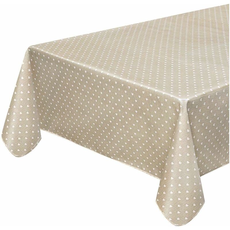 foto del prodotto emmevi mv s.p.a. tovaglia antimacchia cucina cuori bordata cotone plastificato proteggi tavolo copritavolo beige 135x135 cm