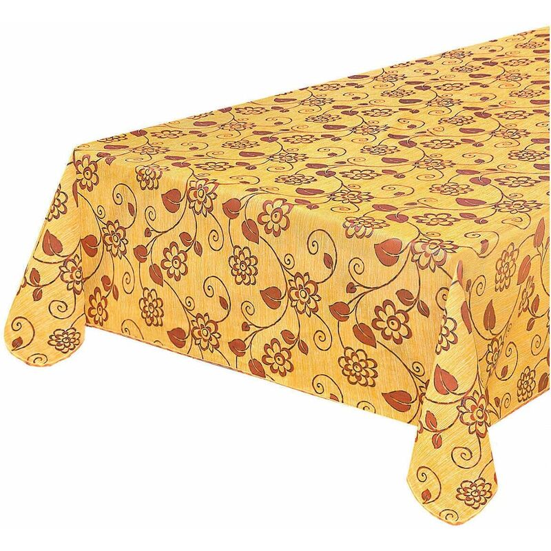 foto del prodotto emmevi mv s.p.a. tovaglia antimacchia cucina fiori vettoriali bordata cotone plastificato proteggi tavolo copritavolo giallo 135x230 cm