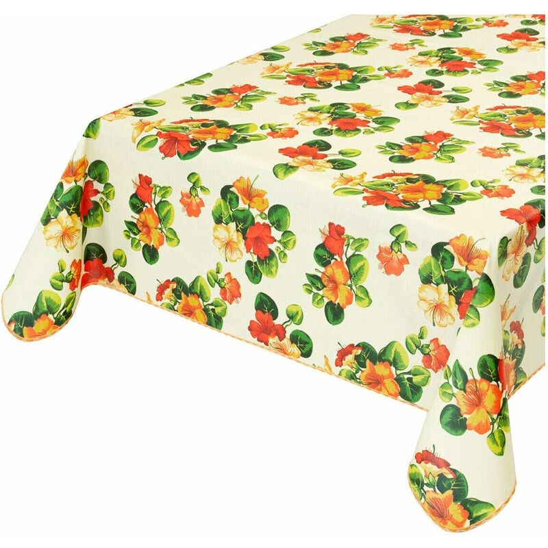 foto del prodotto emmevi mv s.p.a. tovaglia antimacchia cucina fiorita bordata cotone plastificato proteggi tavolo copritavolo 135x230 cm