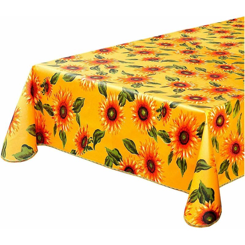 foto del prodotto emmevi mv s.p.a. tovaglia antimacchia cucina girasoli bordata cotone plastificato proteggi tavolo copritavolo giallo 135x230 cm