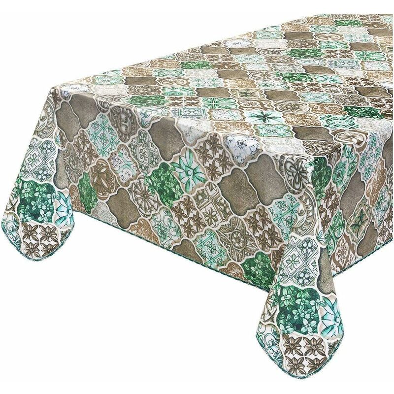 foto del prodotto emmevi mv s.p.a. tovaglia antimacchia cucina maiolica gotica bordata cotone plastificato proteggi tavolo copritavolo 120x160 cm