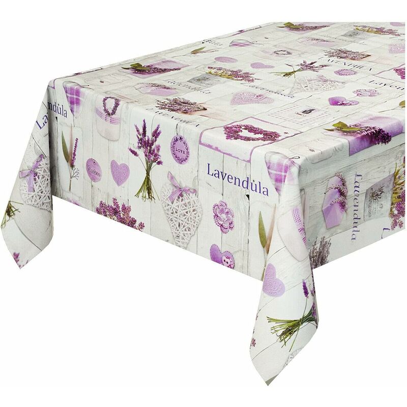 foto del prodotto emmevi mv s.p.a. tovaglia antimacchia cucina moderna tela cerata felpata proteggi copri tavolo shabby chic lavanda legno bianco 140x280 cm